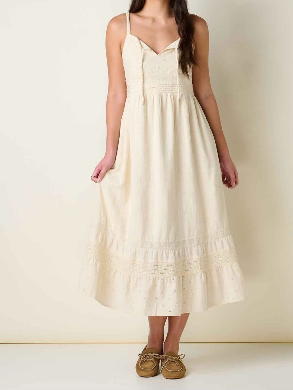 Toad&Co Airscape Tank Midi Dress - Salt Dobby Sz M - NEW
